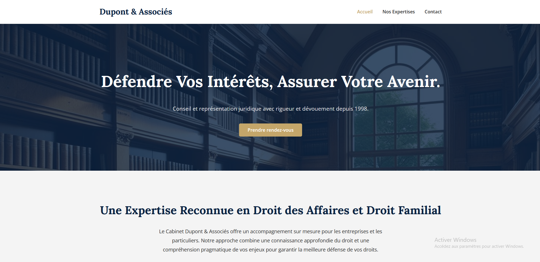Aperçu du site pour cabinet d'avocats