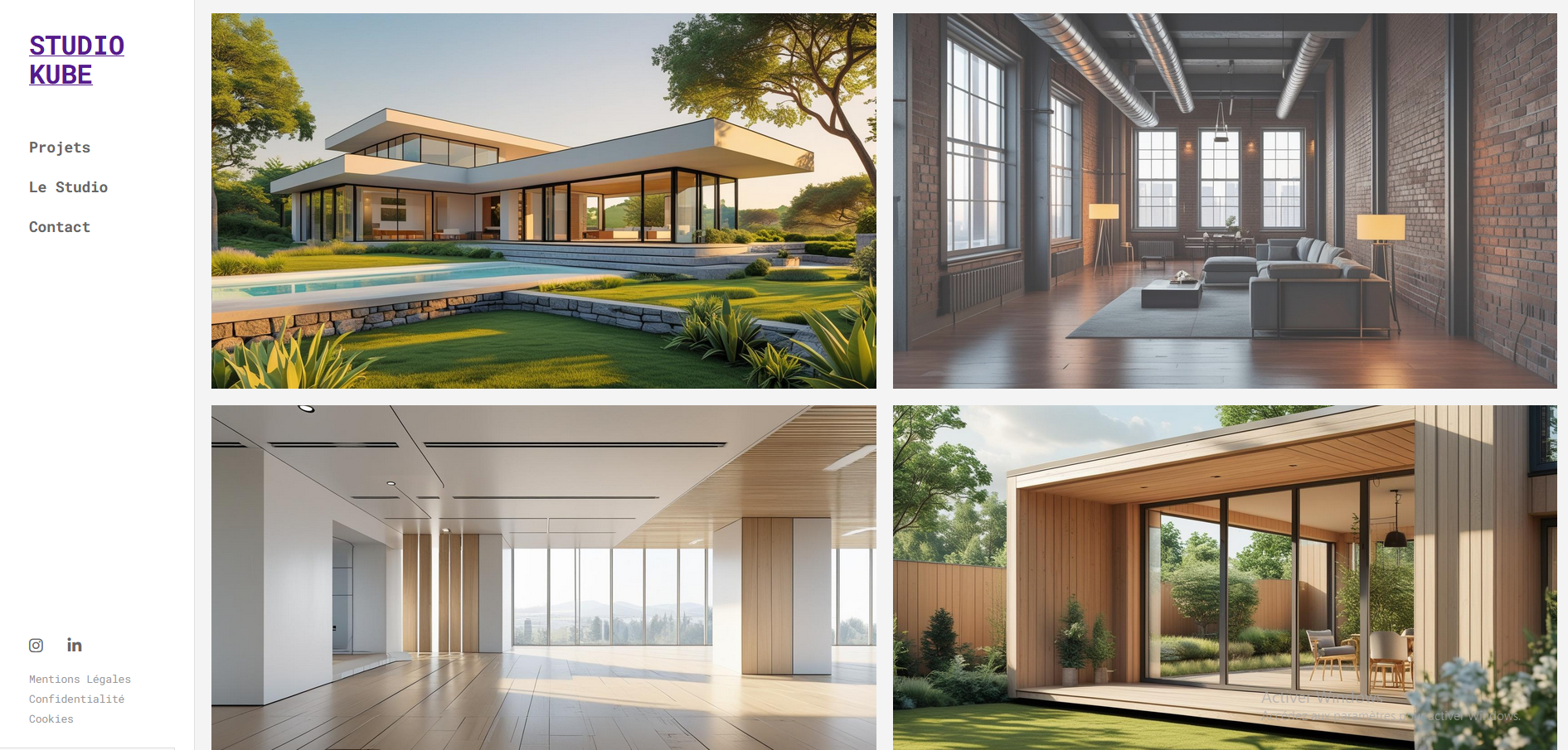 Aperçu du site pour architecte