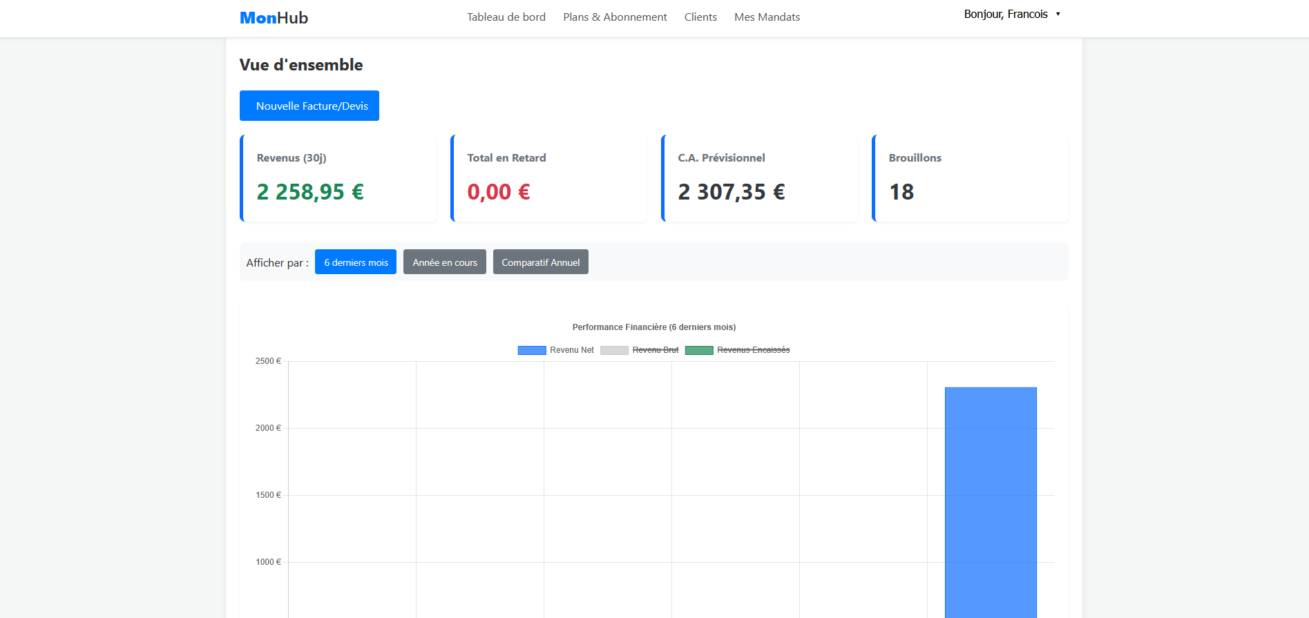 Aperçu d'un logiciel de facturation